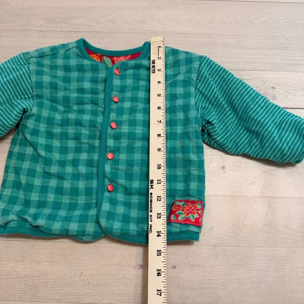 Vintage Gymboree‎ girls rainbow tag reversible sweater tulip teal blue